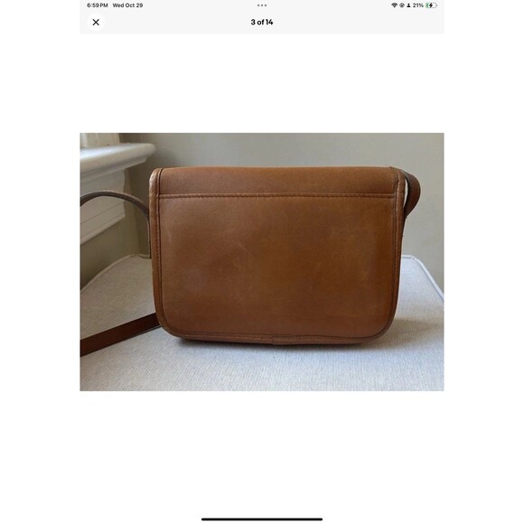 Laura USA Brown Leather Crossbody Handbag Purse Brass Turnlock Flap Bag VINT - Picture 3 of 12